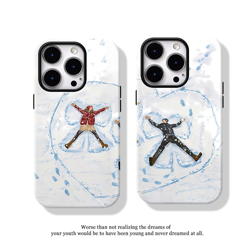 雪地情侣适用苹果17/16pro手机壳iPhone15/13pr