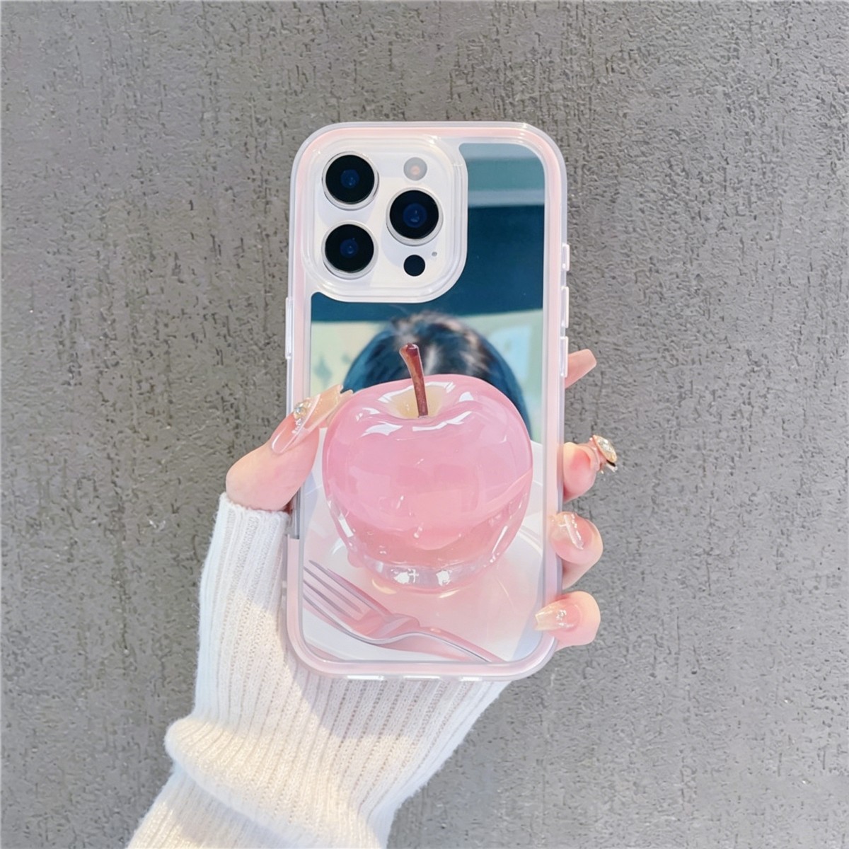 水晶苹果适用OPPO Reno16PRO手机壳Reno15/14/12/18/10/9夏日FINDX9PRO/6清新炫彩镜面FINDX8s+高级感保护套