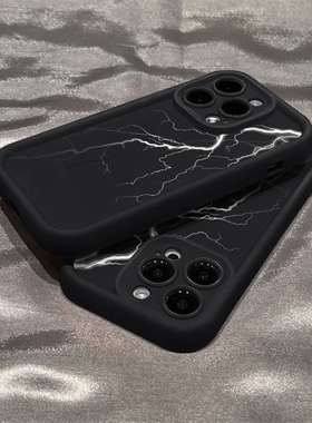 黑白闪电适用于红米NOTE13手机壳K60高级感NOTE12/11/10/9保护K50/40S/30新款PRO创意TURBO天眼阶梯+女套潮牌