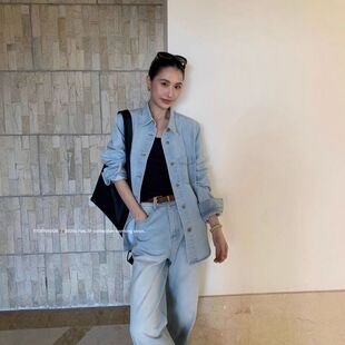 TTOO VOUIS 26春上新2501牛仔套装配腰带直筒牛仔裤中长款衬衫女