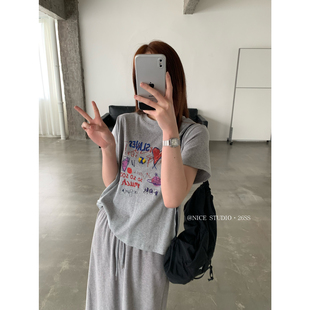 2026春上新韩系手绘爱心印花舒适短袖 T恤L8818 STUDIO 奶思家NICE