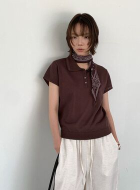 6UP夏韩系氛围感polo领毛衣女2026广州13行新款极简百搭慵懒60388