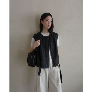 正品 2026春新款 背心皮衣PU韩版 工装 TRUE 无袖 外套6023 EVER