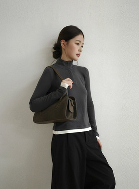 EVERTRUE 莫代尔2025秋冬季韩版针织打底衫半高领修身上衣39191