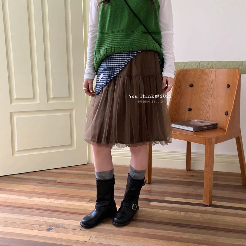【You Think】正品！ins博主同款～时尚设计感花苞型网纱半身裙女