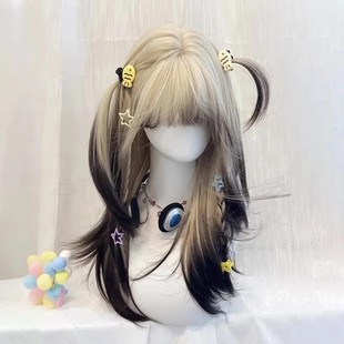 【暹罗猫】假发女金色渐变长直发高层次修脸日常亚比全头套