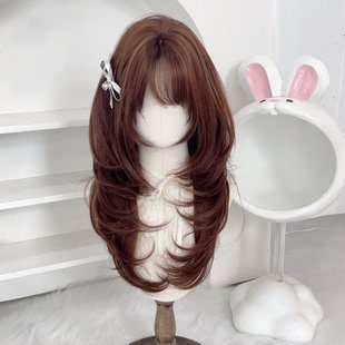 【古早甜心】假发女古早甜妹Lolita高层次巧克力棕水母头仿真头套