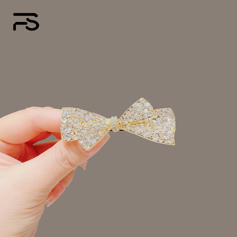 妃晟弹簧夹合金日韩水钻领结