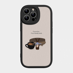 待机模式适用iiPhone16promax手机壳苹果17pro小米15华为p70新款mate60小众慵懒风13pro防摔保护套iqoo12荣耀
