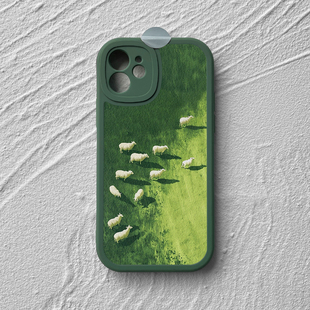 草原羊群iphone17手机壳苹果15promax小羊皮nova13全包小米14软套90华为mate60适用Pura80荣耀200vivoOPPO