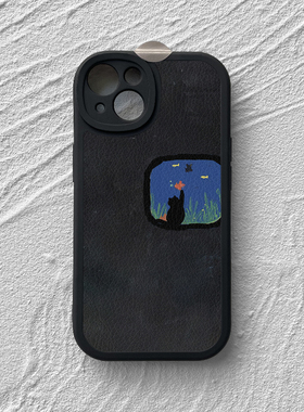 猫咪观鱼~iPhone17promax手机壳苹果15小米14ultra华为mate60p新款p80可爱创意oppo适用nova荣耀300vivoX200
