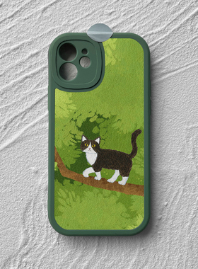 适用苹果17手机壳iphone16promaxiqoo13小米15华为mate60动漫p80新款nova12荣耀90vivox100红米k80~树上的猫