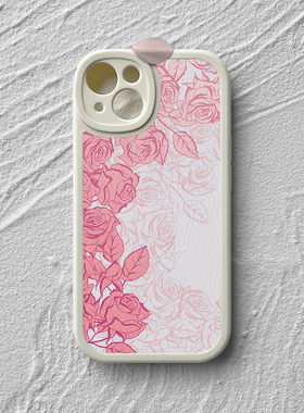 粉色玫瑰~唯美小众油画iPhone15promax苹果13小米14软华为mate60新款nova12小羊皮11适用vivoS18荣耀90手机壳
