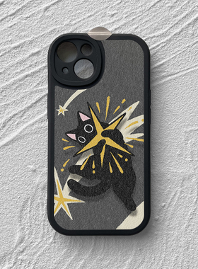 拥抱星星猫咪适用苹果17promax手机壳全包iphone14小米15iqoo13华为mate70/p80nova12红米k80vivox200荣耀300