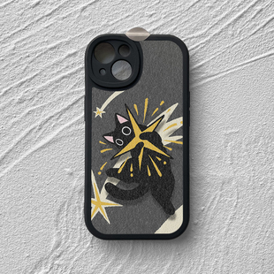 拥抱星星猫咪适用苹果17promax手机壳全包iphone14小米15iqoo13华为mate70 p80nova12红米k80vivox200荣耀300