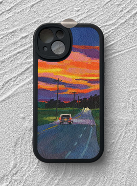 晚霞iPhone15promax苹果13小羊皮手机壳小米14软华为pura70ultra新款mate60pro适用opporeno12荣耀200一加11