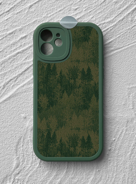 复古森林适用苹果17手机壳iPhone16promax小米15华为nova14极简绿色治愈mate70小羊皮p80vivox100一加13oppo