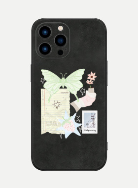 绿蝶信笺 适用iPhone17苹果16promax手机壳羊巴皮15手账拼贴文艺风小米14华为nova13保护壳mate80荣耀90oppo