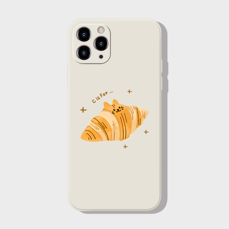 牛角面包猫咪~可爱创意iPhone16promax苹果14小米15华为mate60新款nova13红米K适用oppo荣耀200一加p70手机壳