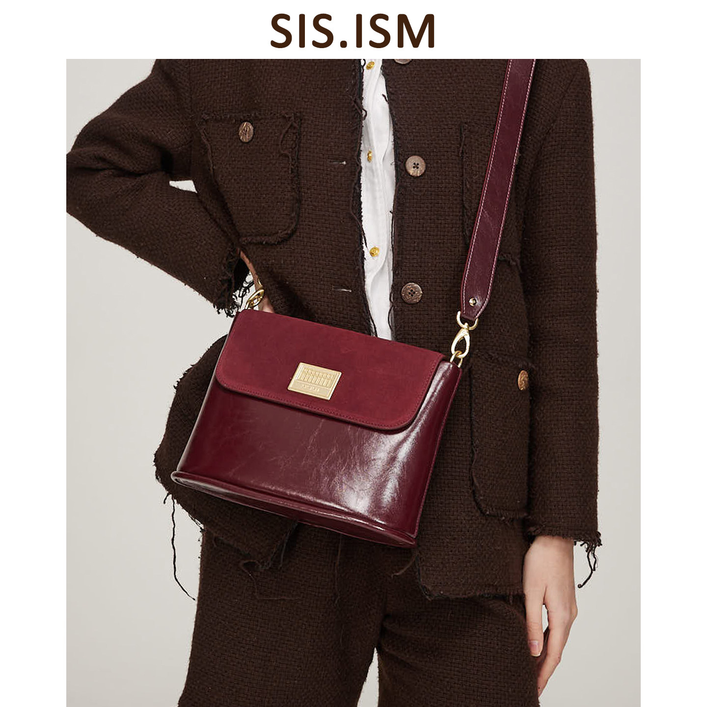 设计师原创姐妹主义马年新款红色牛皮包单肩斜挎包算盘通勤水桶包,箱包皮具/热销女包/男包,托特包,淘宝优惠券,粉丝福利购,淘宝优惠卷