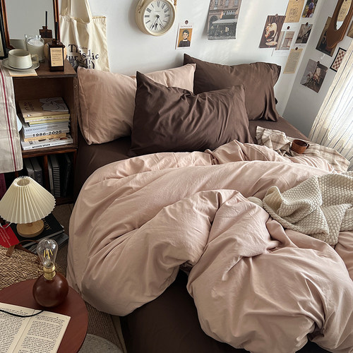 美拉德A类母婴级水洗棉床上四件套床单被套学生宿舍床笠三件套4件