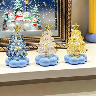 【现货】转转玻璃小圣诞树装饰摆件桌面淄博琉璃圣诞节装饰品礼物
