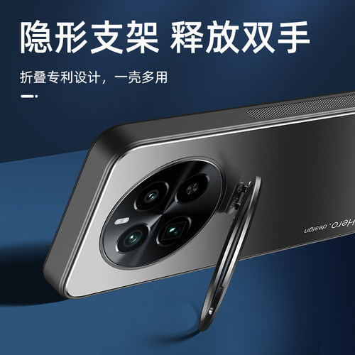 真我gt5pro手机壳gt5pro新款金属磨砂背板真我 gt5pro自带镜头膜realme金属支架男款全包防摔软边硅胶por适用