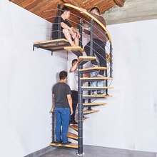 旋转楼梯定制阁楼复式小型公寓室内家用圆形中柱实木踏步整体定做