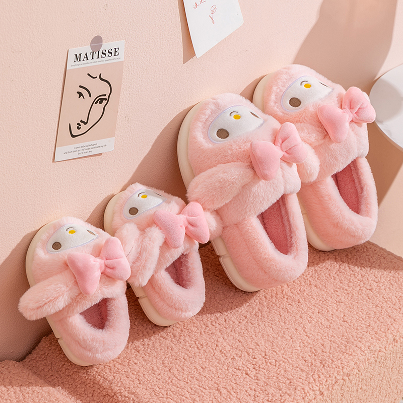 美乐蒂包跟保暖可爱居家棉拖鞋女