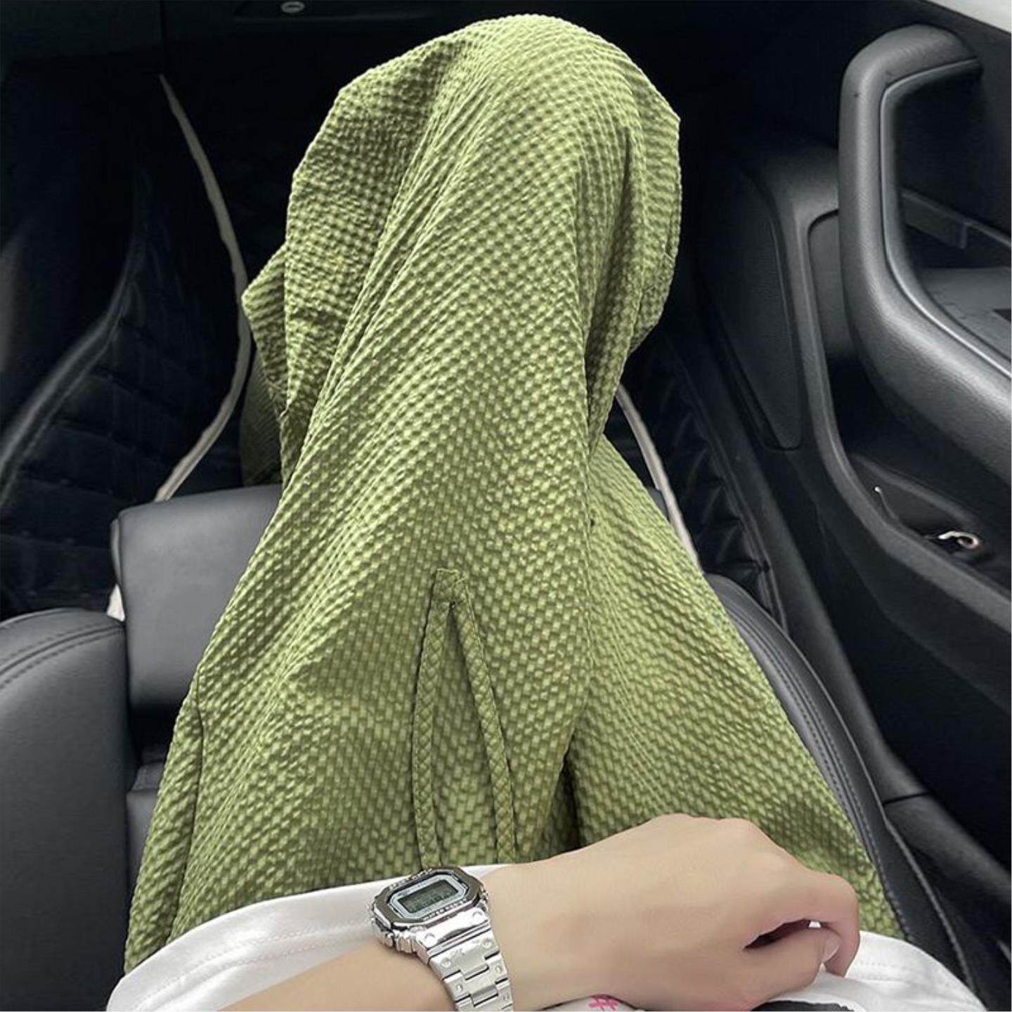 军绿色泡泡纱冰丝裤男夏季薄款美式复古运动休闲裤防晒速干空调裤