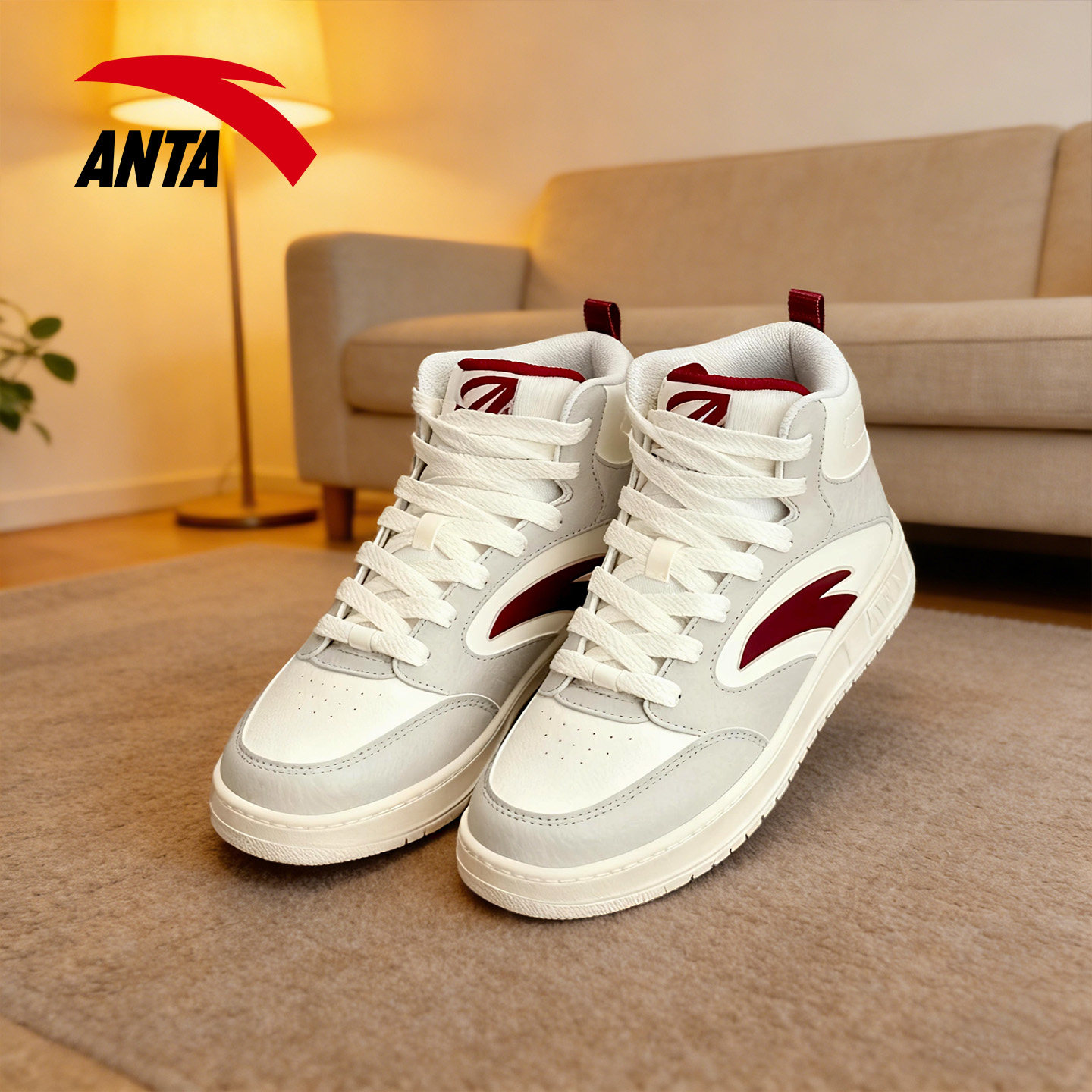 安踏轻松女鞋冬季时尚百搭皮面高帮板鞋学生轻便厚底防滑休闲鞋子,运动鞋new,板鞋,淘宝优惠券,粉丝福利购,淘宝优惠卷