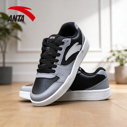 安踏皮面低帮潮流百搭厚底板鞋