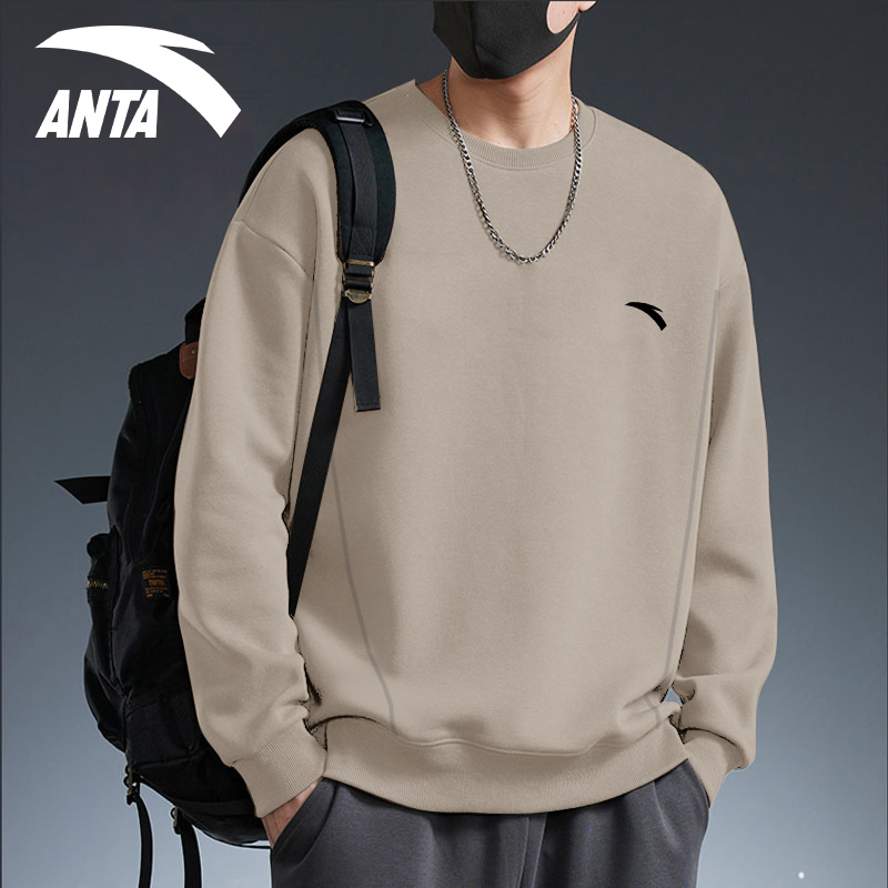 安踏运动休闲男圆领宽松卫衣潮流