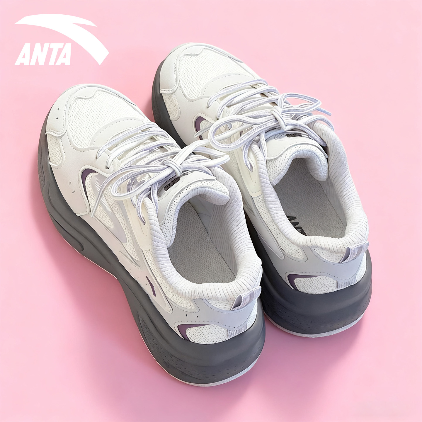 安踏轻便软底女鞋厚底增高老爹鞋