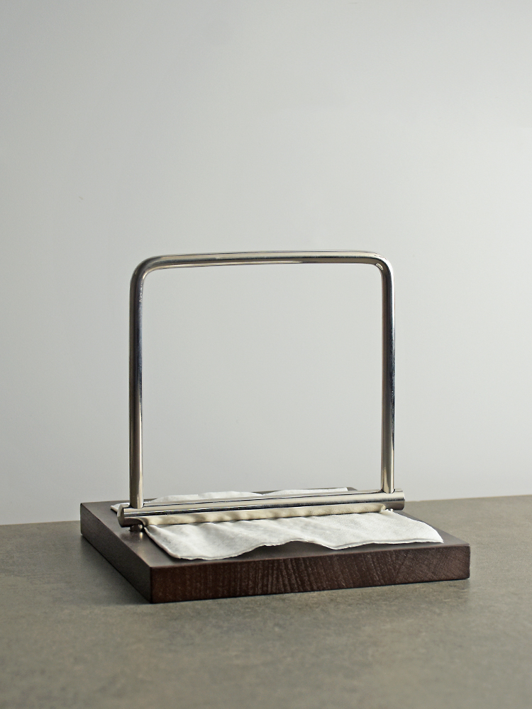 秋秋蓝洁衣金属木基垂直方形架纸巾架餐巾架收纳座