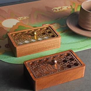 秋和岚匠 新中式实木座牙签盒棉签收纳盒牙签筒长方形牙线收纳盒
