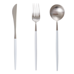秋和岚匠 白银304不锈钢家用牛排刀叉勺西餐具套装叉子勺子筷子