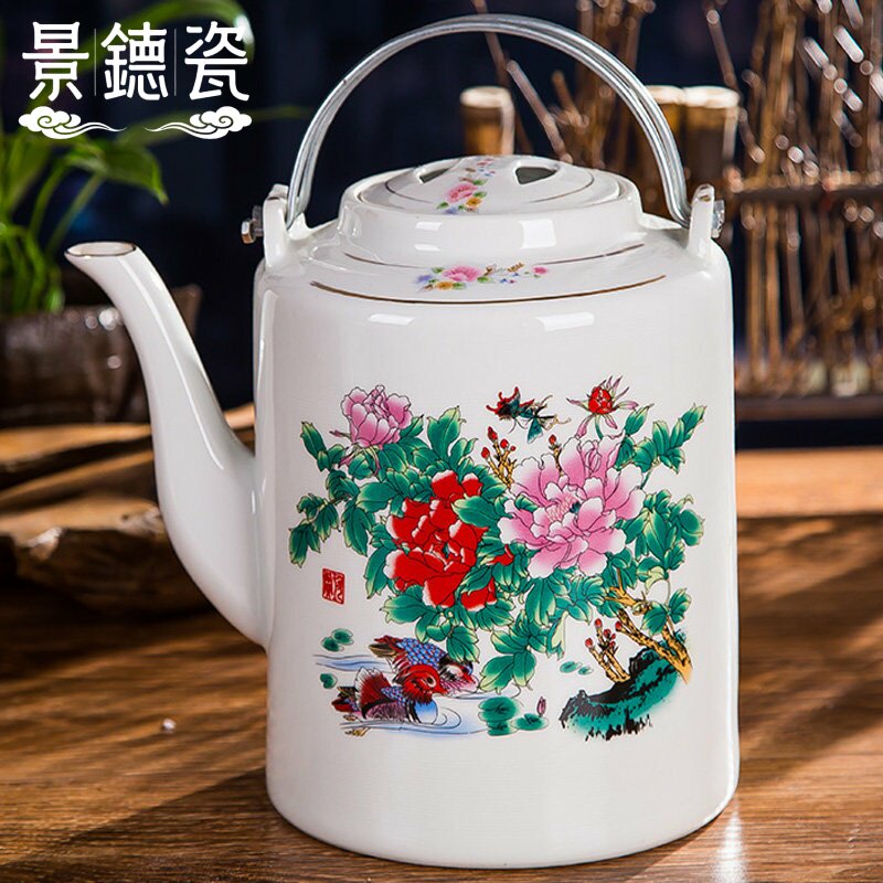 老式茶壶提梁壶景德镇陶瓷冷水壶大容量冷水壶大号家用耐高温防爆