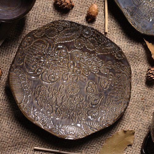 餐盘家用大号美式风格复古餐具