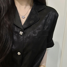 珠光黑短袖短裤睡衣女礼盒装2025夏季冰丝绸家居服送闺蜜姐妹礼物