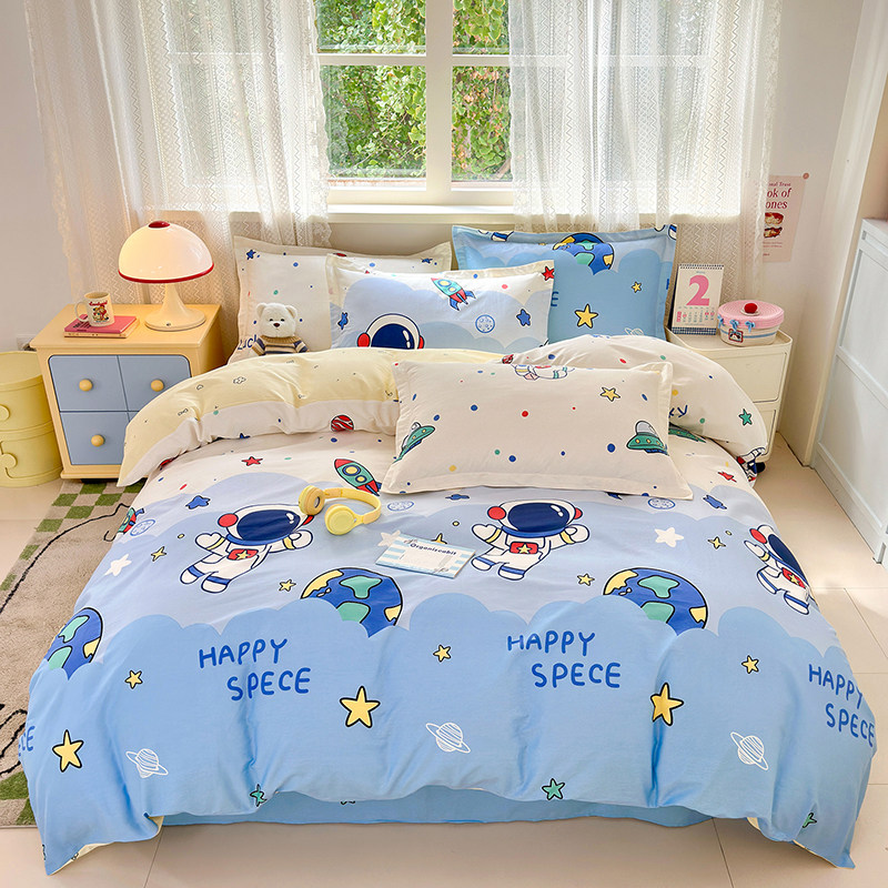 太空儿童三四件套纯棉男孩卡通被套180220240床笠0.9m1.35宇航员