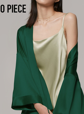TWOPIECE真丝七分袖睡袍睡衣女系带可外穿桑蚕丝家居服女上衣