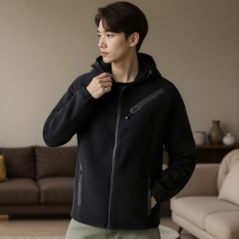 秋冬连帽抓绒男外套11