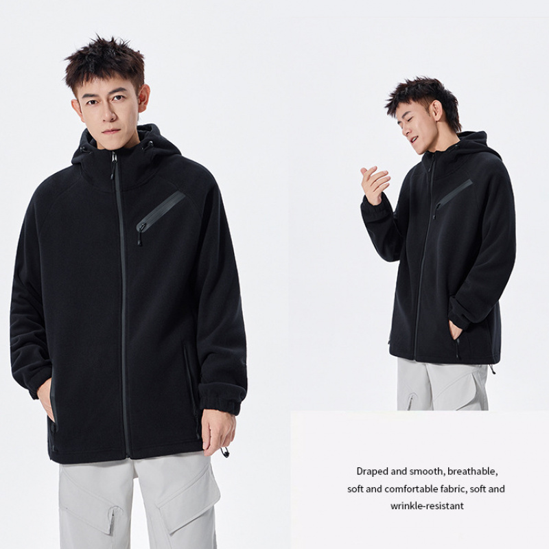 摇粒绒男款连帽保暖外套