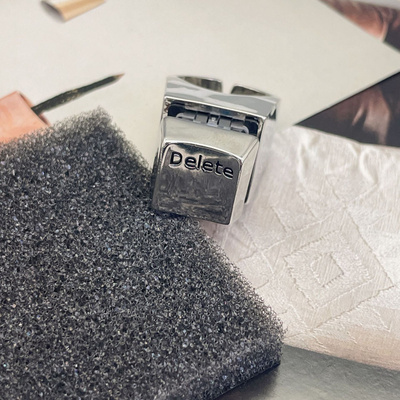 Delete戒指删除键解压发泄键盘按键指环一键消除烦恼可调节戒指环