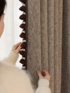 秋帘幕 定制高级窗帘棉麻格纹肌理侘寂中古风高遮光帘复古设计感