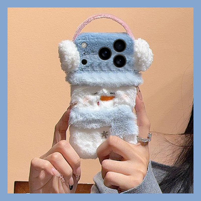 适用一加Ace5手机壳1+13T毛绒款Ace3V耳机Ace3Pro雪人Ace3Pro立体acepro秋冬一加ace6新款保护套