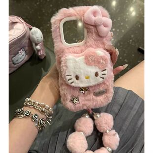 毛绒猫咪适用OPPOA5Pro手机壳A3x新款a98/A97秋冬a96/a95链条a93s/a92s可爱a58/a575G卡通a56/a55毛茸茸a35女
