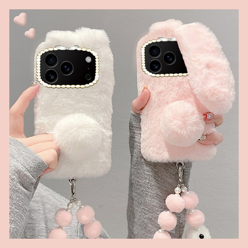 毛绒兔子耳朵适用OPPOA5Pro手机壳A3x卡通a98/A97秋冬a96/a95可爱a93s/a92s女a58/a575G新款a56/a32毛茸茸a11
