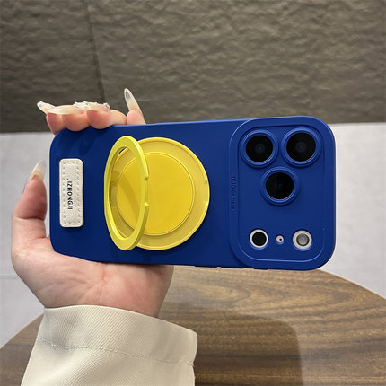 克莱因蓝旋转360圆形支架华为畅享70X手机壳畅享80pro全包防摔畅享70pro个性撞色女外壳